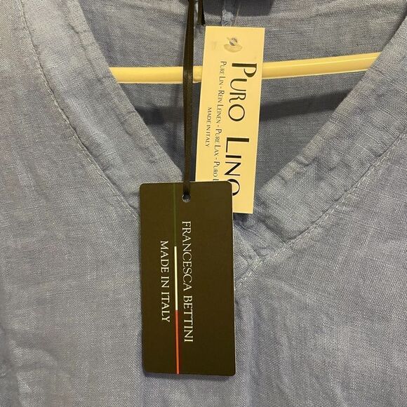 NWT - Francesca Bettini Periwinkle Blue Linen Midi Dress - Picture 5 of 8